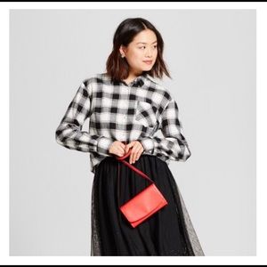 Black and White Buffalo Plaid Button Down